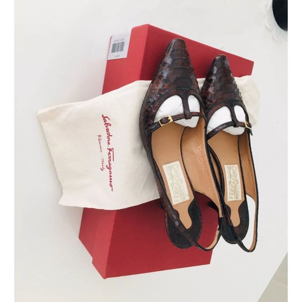 Salvatore Ferragamo Python Slingback Pumps Heels